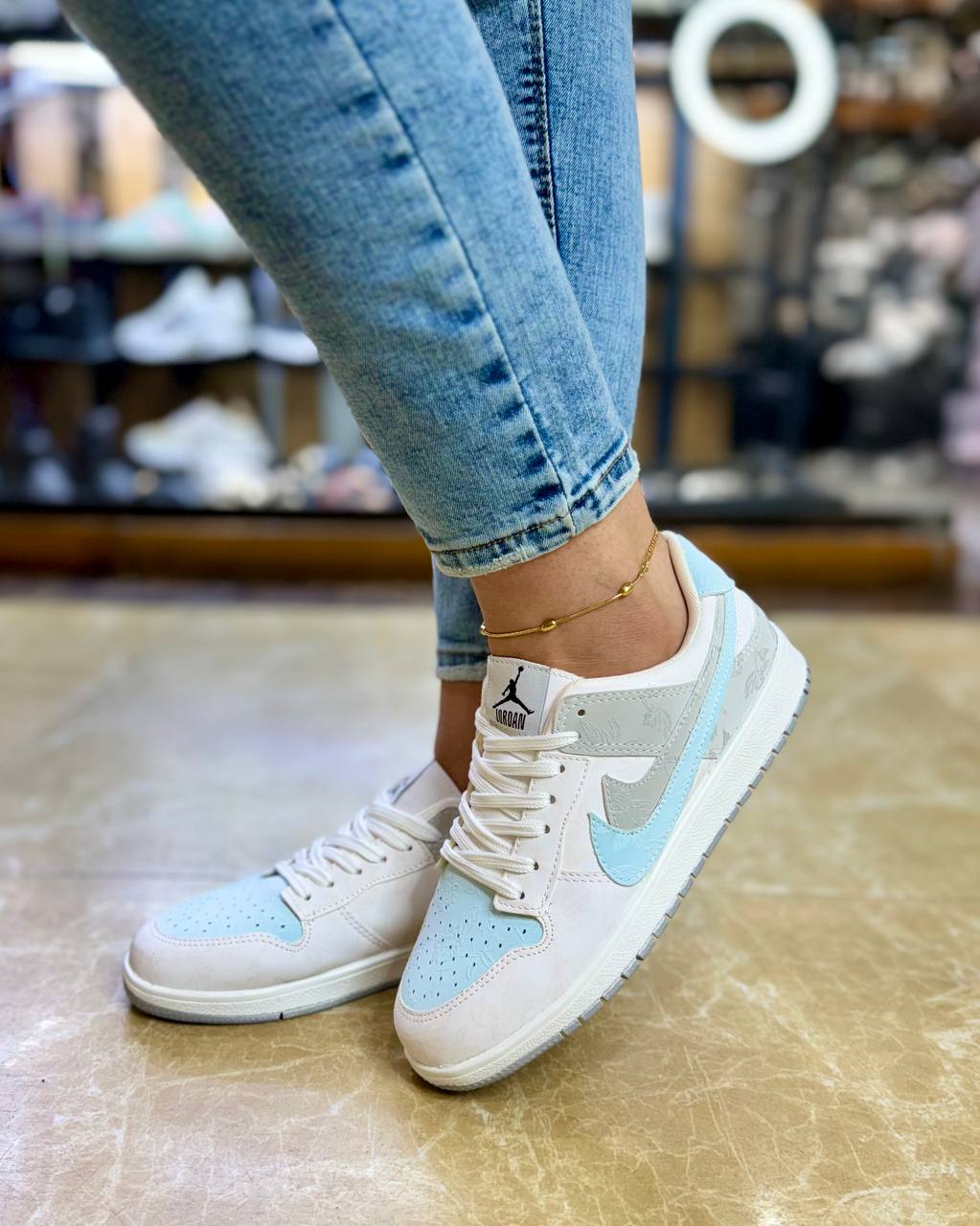 کتانی زنانه ونس نایکی دبل ( دو نایک دیبو)سفید طوسی آبی