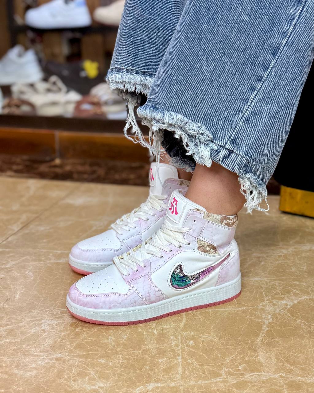 کتانی ساقدار زنانه نایکی دراگون صورتی